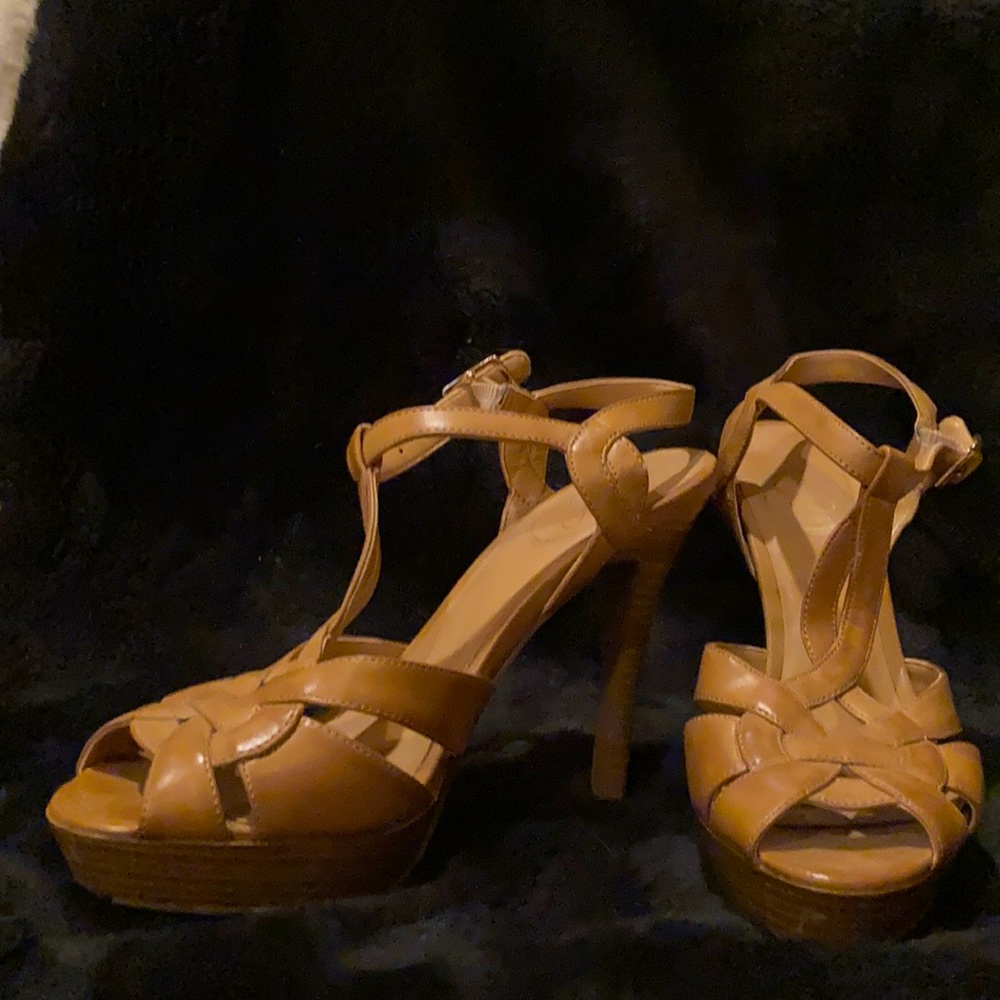 Caramel platform heels